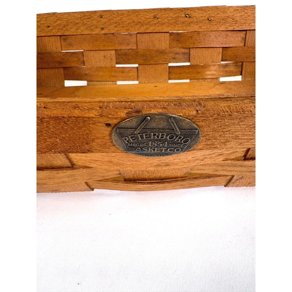 Peterboro Basket Co Woven Wood Rectangular Storage Basket Brown Handcrafted USA